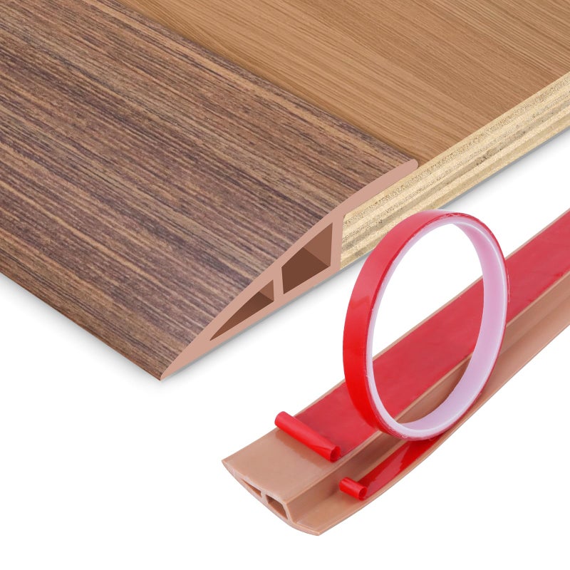 DBHXXMB-HH Floor Transition Strip Vinyl Door Threshold Ramp Self Adhesive Carpet Edging Strip Doorway Edge Trim, Overlap Edge Reducer for Laminate Carpet, Floor, Tile (Brown Wood Grain, 2/5"" to 3/5"", 10Ft) - Image 1